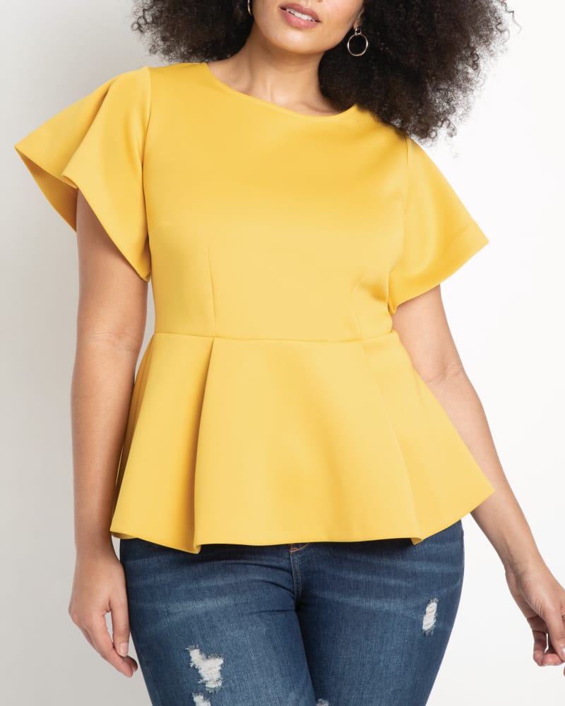 Yellow peplum top plus size hotsell